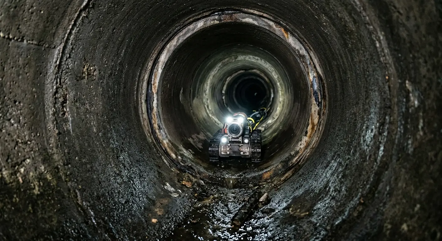 Robotic sewer camera inspecting pipe interior for Sewer Line Repair in Natchez